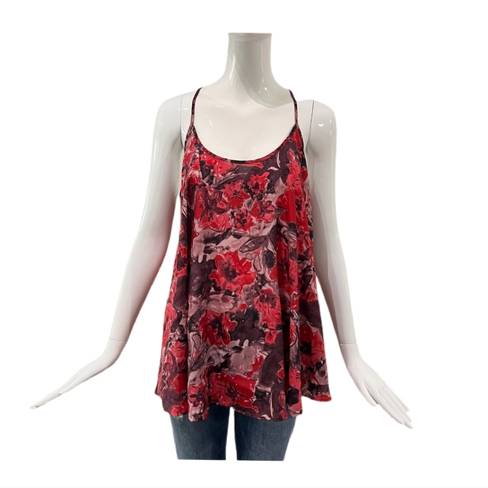 Rock & Republic Women's‎ Red Floral Flowy Spaghetti Strap Tank Top Small